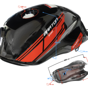 Zbiornik paliwa czarno-czerwony do motoroweru Sprint RS 2