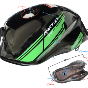 Zbiornik paliwa MOTOROWER SPRINT CZARNO ZIELONY