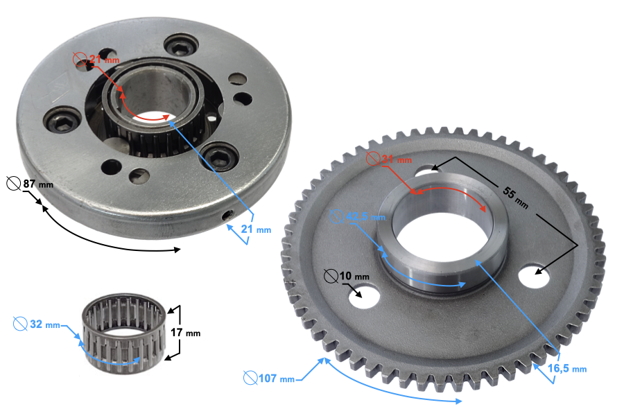Bendix rozrusznika elektrycznego do skutera 4T 125cc śr.22mm