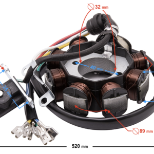 Iskrownik uniwersalny do motoroweru 50cc 4T: 8 cewek, 5 przewodów