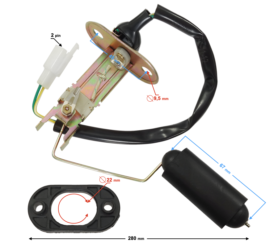 Czujnik poziomu paliwa do motoroweru J901