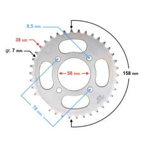 Zębatka tylna 38/428 Classic 125