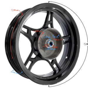 Felga tył 13-3,50 hamulec tarczowy Falcon 125 2 aluminiowa E5