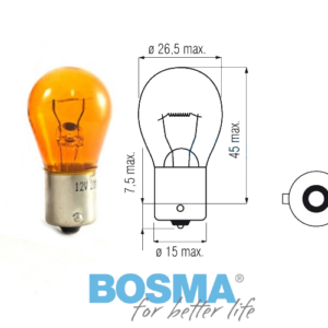Żarówka BOSMA 12V 21W BA15s pomarańczowa (4155) OP 10 SZT