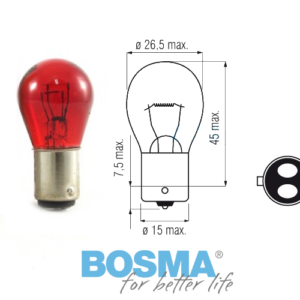 Żarówka BOSMA 12V 21/5W BAY15D CZERWONA (4148)