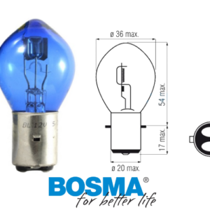 Żarówka BOSMA 12V 35/35W BA20D NIEBIESKA (6159)