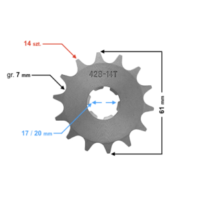 Zębatka zdawcza Moretti 14/428 do WSK125