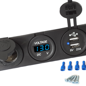 Gniazdo zapalniczki 12v USB woltomierz Niebieski wyświetlacz