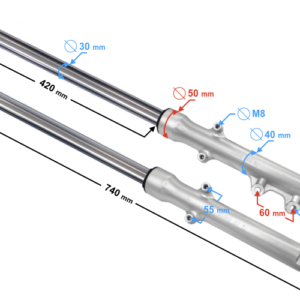 Amortyzatory przód Fighter, Sprint, srebrne