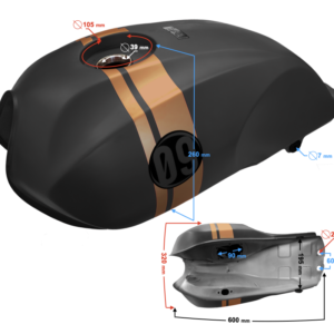 Zbiornik paliwa grafitowy do motocykla Cafe Racer