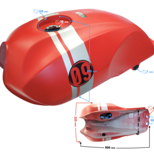Zbiornik paliwa czerwony do motocykla Cafe Racer