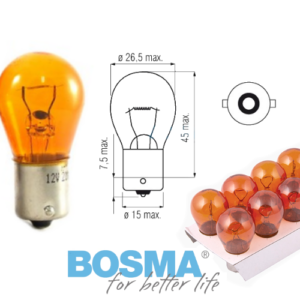 Żarówki BOSMA 12V 21W BA15s pomarańczowe (4155) 10 szt.