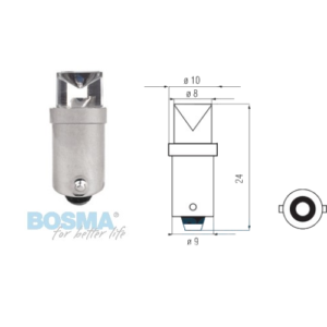 Żarówka BOSMA 12V 1*LED STANDARD BA9s GREEN WIDE VIEWING BLISTER