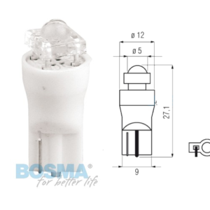 Żarówka BOSMA 12V 1*LED STANDARD T10 GREEN DIAMOND