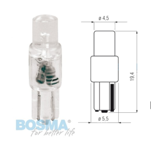 Żarówka BOSMA 12V 1*LED STANDARD T05 RED WIDE VIEWING BLISTER ( 4 SZT.)