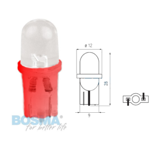 Żarówka BOSMA 12V 1*LED STANDARD T10 RED BLISTER