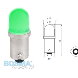 Żarówka BOSMA 12V 1*LED STANDARD BA9s GREEN BLISTER ( 2 szt. )