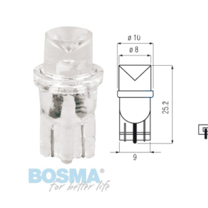 Żarówka BOSMA 12V 1*LED STANDARD T10 RED WIDE WVIEWING BLISTER
