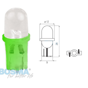Żarówka BOSMA 12V 1*LED STANDARD T10 GREEN BLISTER