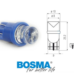 Żarówka BOSMA 12V 1*LED STANDARD T10 BLUE WIDE VIEWING BLISTER