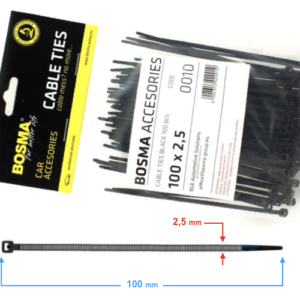 Opaska zaciskowa BOSMA 2,5*100 mm BLACK (100 pcs) 0010