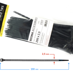 Opaska zaciskowa BOSMA 2,5*200 mm Black (100 pcs) 3301