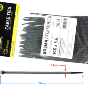 Opaska zaciskowa BOSMA 3,6*140 mm black (100 pcs) 3851
