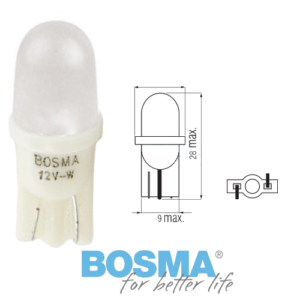 Żarówka BOSMA 12V 1*LED STANDARD T10 biała 6000K MAT (blister 2 szt.)