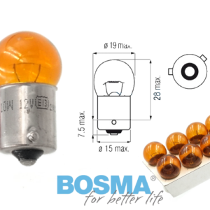Żarówka BOSMA 12V 10W RY10W BAU15s AMBER (9778) 10 szt.