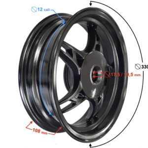 Felga tył 12-3,50 hamulec bębnowy Falcon 50 E4 2 aluminiowa 4t 19 frezów