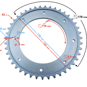 Zębatka WSK 125 NT 428-43z