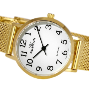 Zegarek Rubicon damski na bransolecie RNBD90 złoty/biała porcelana