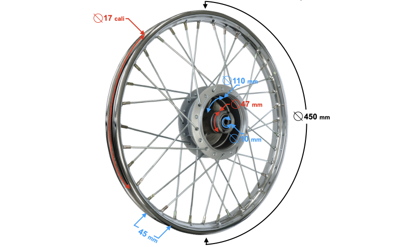Felga przód 17-1,20 hamulec bębnowy Ranger Classic szprychowa