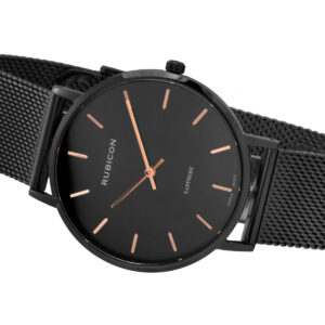 Zegarek Rubicon damski na bransolecie RNBD76 czarny/czarny z pudełkiem