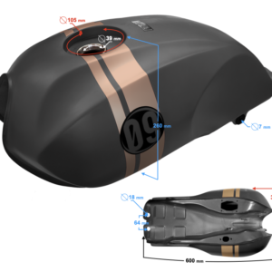 Zbiornik paliwa czarny mat wersja 2 Cafe Racer 50