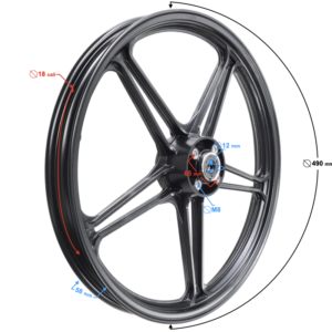 Felga przednia 18-1,60 z hamulcem tarczowym do motoroweru Fighter 2 aluminiowa