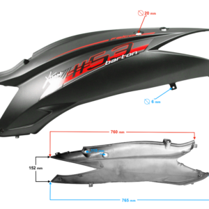 Obudowa tylna lewa czarno-czerwona Falcon 50 Falcon 125 2 E5