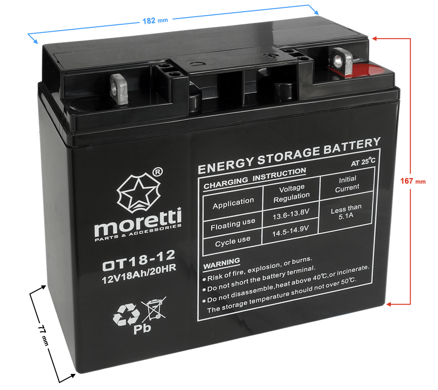 Akumulator Moretti (Gel) OT 12V/18AH do kosiarki