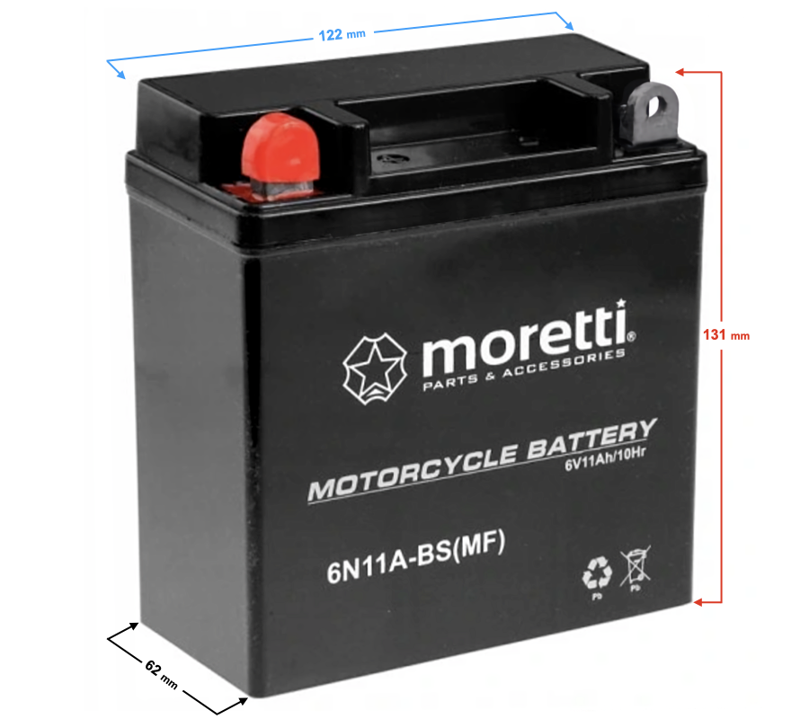 Akumulator Moretti 6V AGM (Gel) 6N11A-4B / 6N11A-3A