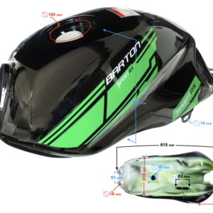 Zbiornik paliwa czarno-zielony do motoroweru Sprint RS 2 / Euro 5