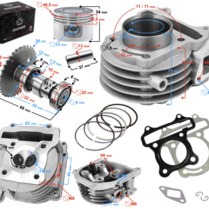 Cylinder i głowica Moretti do skutera 4T 80cc 139QMB bez klawiatury zaworów długie zawory