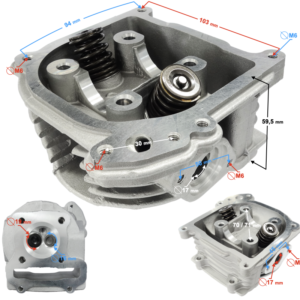 Głowica Moretti skuter 4T 80cc 139QMB długie zawory z recyrkulacją
