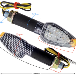 Kierunkowskazy uniwersalne MRT-008, ledowe (14 diod) kolor Karbon (E- mark)