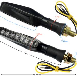 Kierunkowskazy uniwersalne MRT-099, ledowe (9 diod) (Running LED)  czarne, (E- mark)