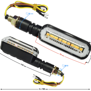 Kierunkowskazy uniwersalne MRT-100, ledowe, czarne, (E- mark)