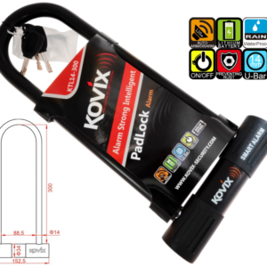 Kłódka U-Lock  z alarmem KOVIX KTL14-300 czarna