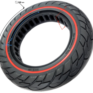 Opona pełna do hulajnogi elektrycznej 10x2.125 czerwony pasek