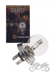 ŻARÓWKA 12V 45/40W R2 P45T Z KOŁNIERZEM TAKO