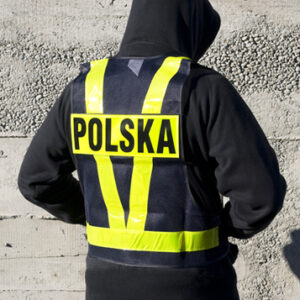 BIKETEC WYPRZEDAŻ SAFE VEST KAMIZELKA SIATKOWA Z PASAMI ODBLASKOWYMI ZAPINANA NA RZEPY NA PLECACH NAPIS POLSKA ODPINANY ROZMIAR S