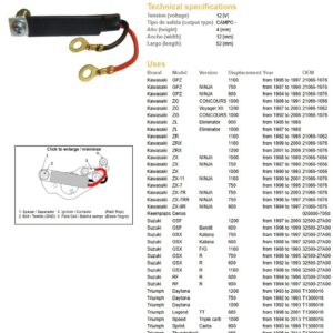 DZE REGULATOR NAPIĘCIA SUZUKI GSF/GSX/GSXR, YAMAHA FZR 1000 KAWASAKI GPZ 900/1000/1100, ZZR1100/1200, ZRX1100/1200 (ESR025)